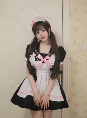 Sailor Collar Maid Costume Lolita Dress Plush Tail Bunny Girl Cosplay Outfits Anime Party Uniform