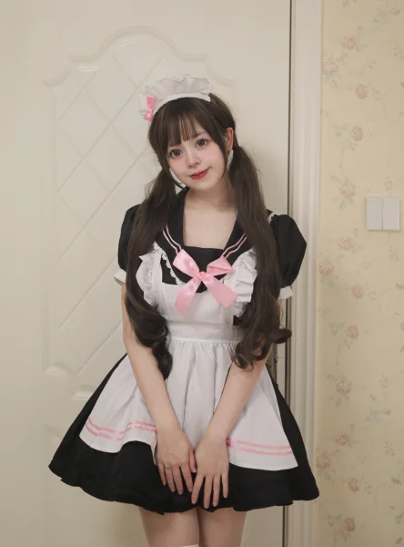 Sailor Collar Maid Costume Lolita Dress Plush Tail Bunny Girl Cosplay Outfits Anime Party Uniform