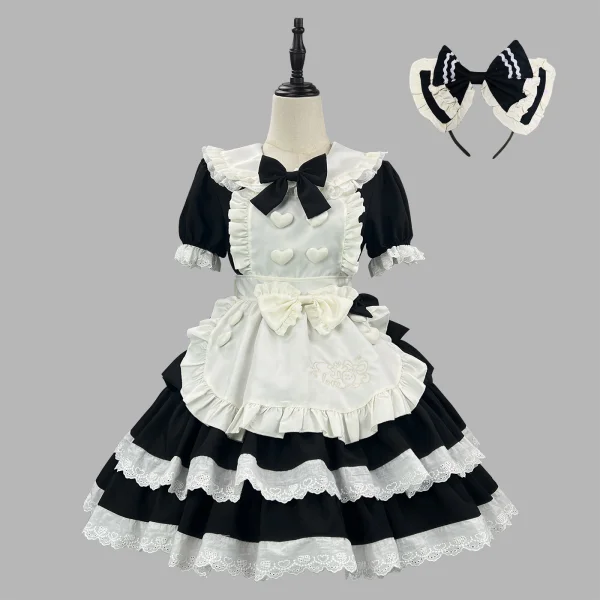 "Classic Monochromatic" Black Sweet Maid Dress Lolita Cosplay Costume