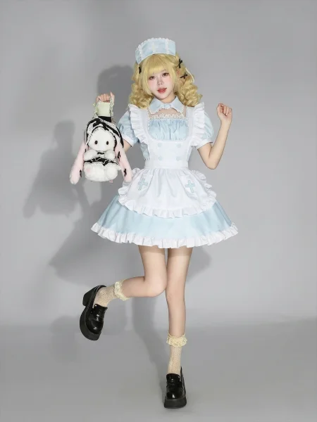 "Angel Capsule" Pastel Nurse Maid Dress Kawaii Anime Cosplay Costume Full Set