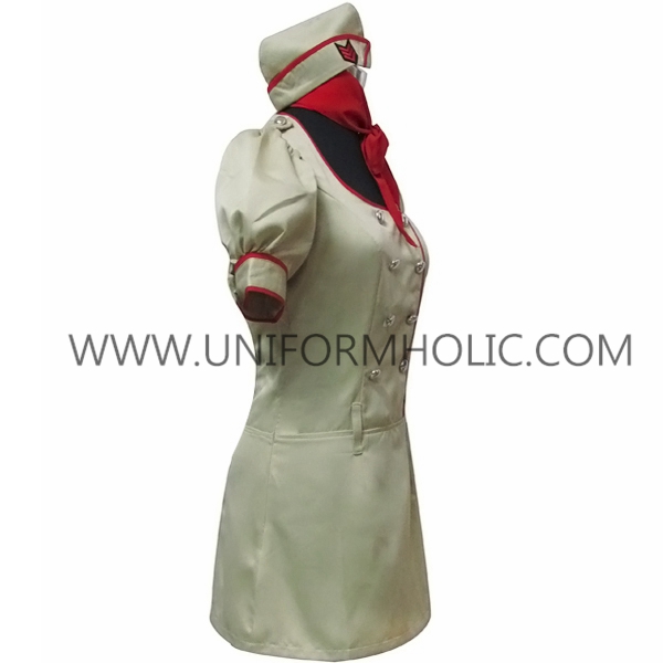 Khaki Airline Hostess Cosplay Costume