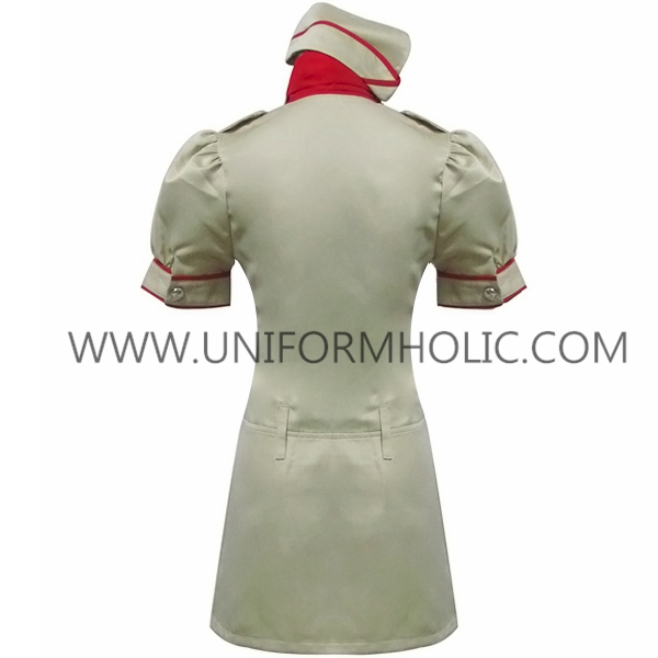 Khaki Airline Hostess Cosplay Costume