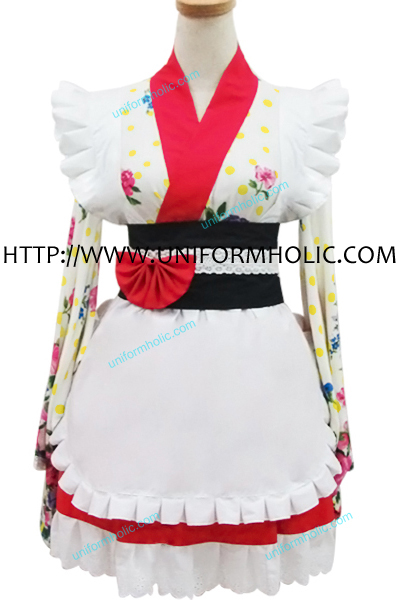 Red Flower Kimono Maid Dress