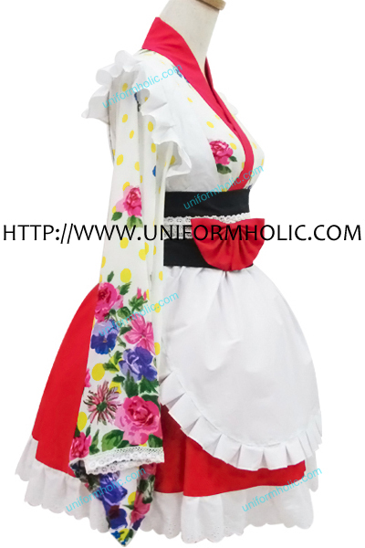 Red Flower Kimono Maid Dress
