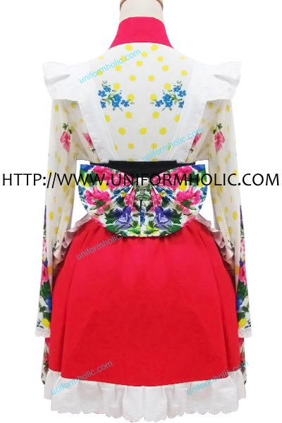 Red Flower Kimono Maid Dress