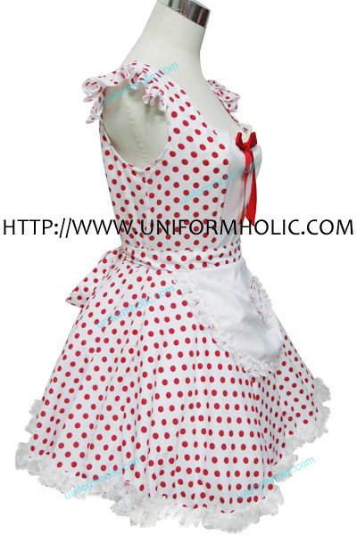Red Round Spot Maid Dress