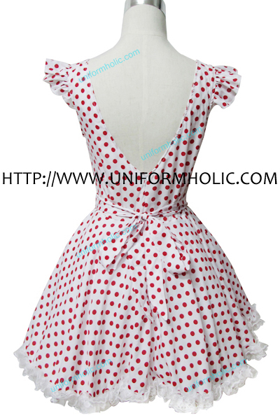 Red Round Spot Maid Dress