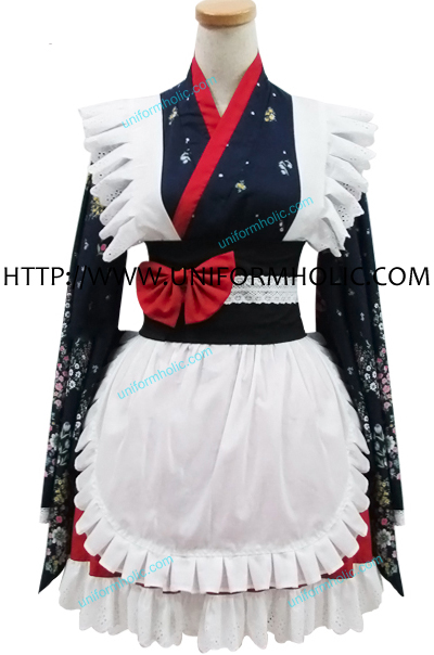 White Flower Kimono Maid Dress
