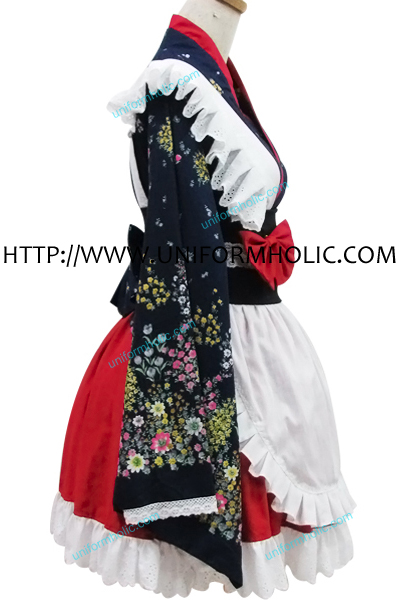 White Flower Kimono Maid Dress