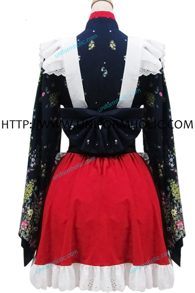 White Flower Kimono Maid Dress
